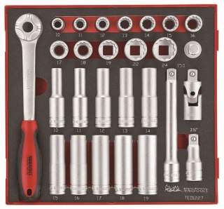 Teng Tools 27-elementowy zestaw narzędzi nasadkowych z chwytem kwadratowym 1/2" Teng Tools TED1227