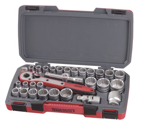 Teng Tools 30-elememntowy zestaw narzędzi nasadowych z chwytem kwadratowym 1/2" Teng Tools T1230