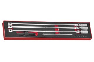 Teng Tools 5-elementowy zestaw bardzo długich nasadek do świec zapłonowych z chwytem 3/8" z pokrętłem poprzecznym Teng Tools TEXTB05