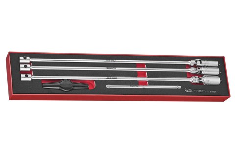 Teng Tools 5-elementowy zestaw bardzo długich nasadek do świec zapłonowych z chwytem 3/8" z pokrętłem poprzecznym Teng Tools TEXTB05