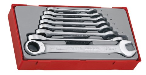 Teng Tools 8-elementowy zestaw kluczy płasko-oczkowych zapadkowych Teng Tools TT6508RS