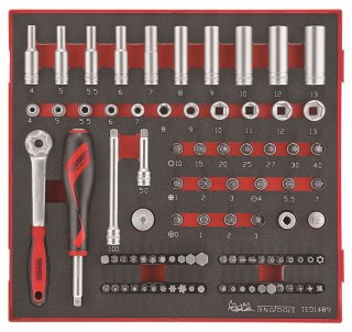 Teng Tools 89-elementowy zestaw narzędzi nasadkowych z chwytem kwadratowym 1/4" Teng Tools TED1489