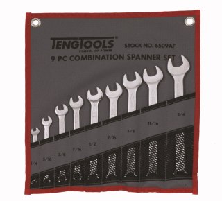 Teng Tools 9-elementowy zestaw kluczy płasko-oczkowych calowych 1/4" - 3/4" Teng Tools