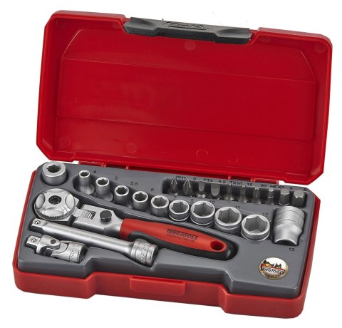 Teng Tools Zestaw kluczy nasadowych z chwytem kwadratowym 1/4" Teng Tools T1424S