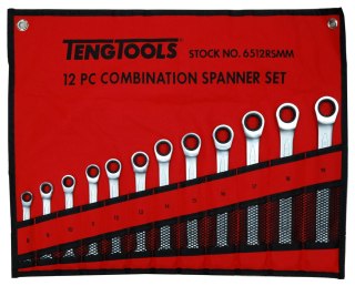 Teng Tools Zestaw kluczy płasko-oczkowych zapadkowych Teng Tools 6512RSMM