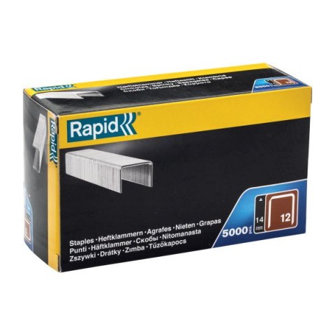 Rapid Zszywki Rapid z drutu płaskiego nr 12 (14 mm) - opakowanie 5000 szt. Rapid Zszywki Rapid z drutu płaskiego nr 12 (14 mm) - opakowanie 5000 szt.