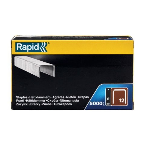 Rapid Zszywki Rapid z drutu płaskiego nr 12 (6 mm) - opakowanie 5000 szt. Rapid Zszywki Rapid z drutu płaskiego nr 12 (6 mm) - opakowanie 5000 szt.