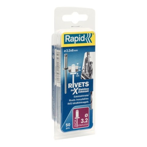 Rapid Nity Rapid ze stali nierdzewnej ?3,2 x 8 mm - opakowanie 50 szt.; zawiera wiertło