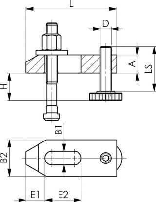 AMF Łapa dociskowa ukośna DIN6314V 22/16-65mm AMF