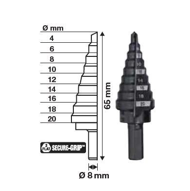 Milwaukee wiertło stopniowe 4-20mm (9 - stopni : 4,6,8,10,12,14,16,18,20mm) 48899320