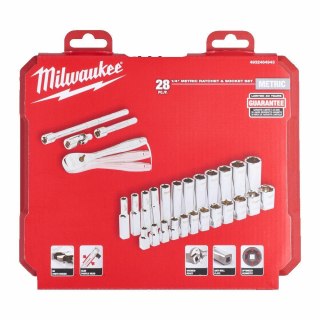 Milwaukee zestaw nasadek 28 szt. 1/4" z grzechotką 4932464943