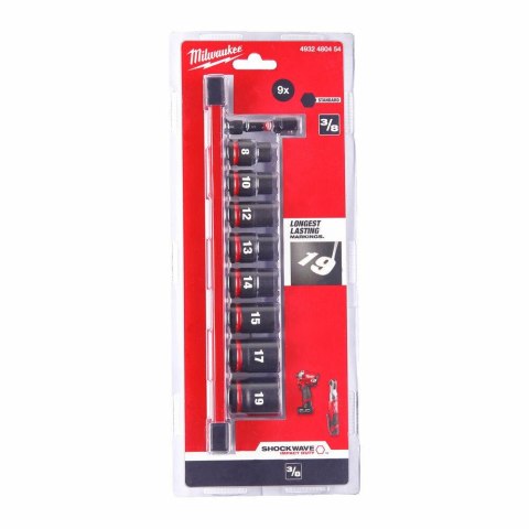 Milwaukee zestaw nasadek udarowych 3/8" 9szt. 4932480454 Milwaukee zestaw nasadek udarowych 3/8" 9szt. 4932480454