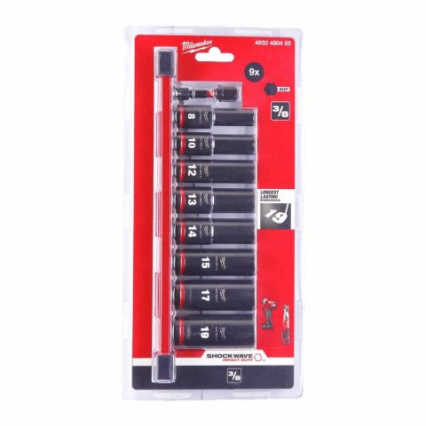 Milwaukee zestaw nasadek udarowych długich 3/8" 9szt. 4932480455 Milwaukee zestaw nasadek udarowych długich 3/8" 9szt. 4932480455