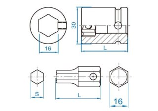 King Tony BIT UDAROWY DO UCHWYTU 16mm HEX 12mm King Tony