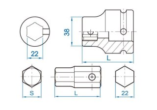 King Tony BIT UDAROWY DO UCHWYTU 22mm HEX 27mm King Tony