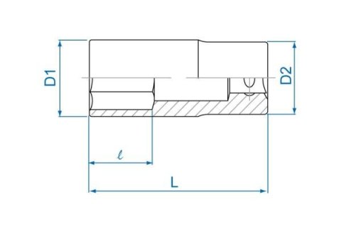 King Tony NASADKA DŁUGA 1/2" 1-7/16" x 77mm 6-kąt Cr-V King Tony