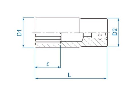 King Tony NASADKA DŁUGA 1/2" 15mm x 77mm 12-kąt Cr-V King Tony