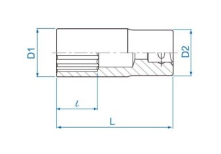 King Tony NASADKA DŁUGA 1/2" CALOWA 9/16" x 77mm 12-kąt Cr-V King Tony