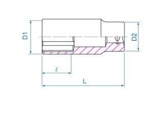 King Tony NASADKA DŁUGA 3/4" 32mm x 90mm 12-kąt. Cr-V King Tony