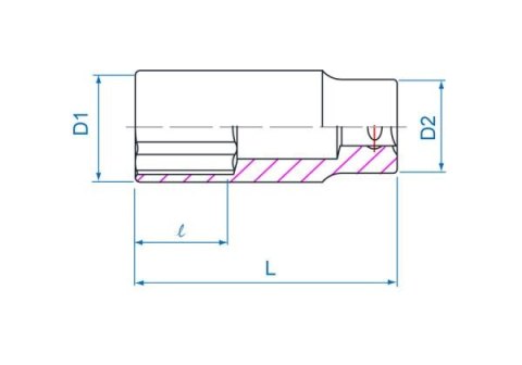 King Tony NASADKA DŁUGA 3/8" CALOWA 11/16" x 63mm 12-kąt. Cr-V King Tony