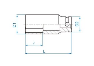 King Tony NASADKA DŁUGA UDAROWA CIENKOŚCIENNA 1/2" 12mm x 80mm, 6-kąt King Tony