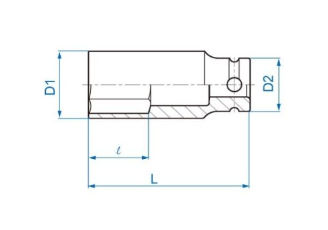 King Tony NASADKA DŁUGA UDAROWA CIENKOŚCIENNA 1/2" 12mm x 80mm, 6-kąt King Tony