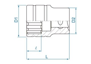 King Tony NASADKA KRÓTKA 1/2" 9mm x 38mm 12-kąt. Cr-v King Tony