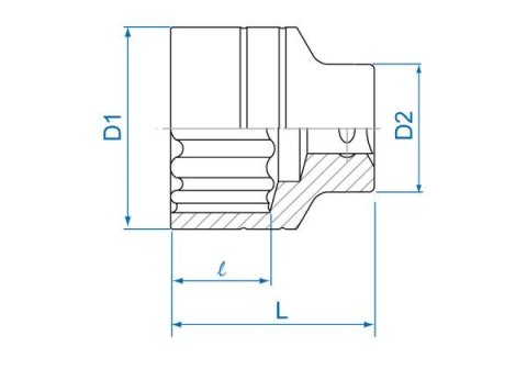 King Tony NASADKA KRÓTKA 3/4" CALOWA 1-7/8" x 70mm 12-kąt. Cr-V King Tony