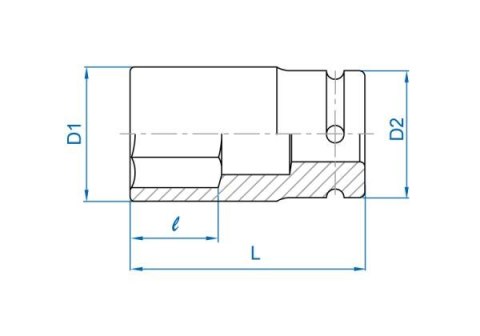 King Tony NASADKA KRÓTKA UDAROWA CIENKOŚCIENNA 3/4" 19mm x 60mm, 6-kąt King Tony