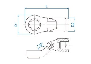 King Tony KLUCZ OCZKOWY NASADOWY PRZEGUBOWY 3/8" 11mm, 12-kąt. King Tony