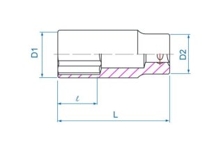 King Tony NASADKA DŁUGA 3/8" CALOWA 3/4" x 63mm 12-kąt. Cr-V King Tony