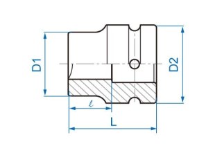 King Tony NASADKA DŁUGA UDAROWA 1" 22mm x 60mm, 4-kąt, DO OSI TYLNEJ King Tony