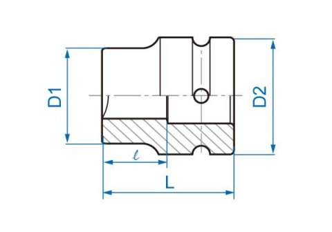 King Tony NASADKA DŁUGA UDAROWA 1" 22mm x 60mm, 4-kąt, DO OSI TYLNEJ King Tony