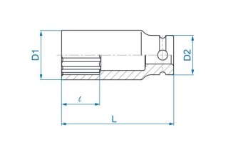 King Tony NASADKA DŁUGA UDAROWA 1/2" 14mm x 80mm, 12-kąt King Tony