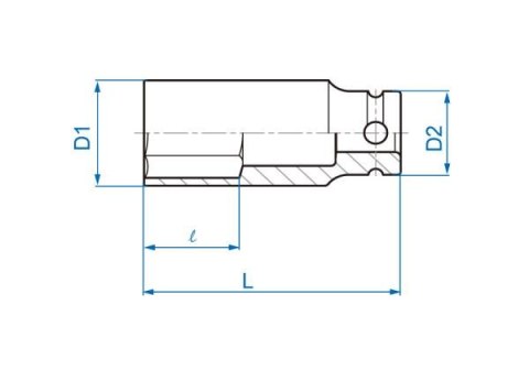 King Tony NASADKA DŁUGA UDAROWA 1/2" CALOWA 1-1/16" x 80mm, 6-kąt King Tony