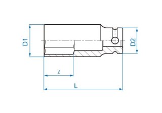 King Tony NASADKA DŁUGA UDAROWA 1/2" CALOWA 1-1/8" x 80mm, 6-kąt King Tony