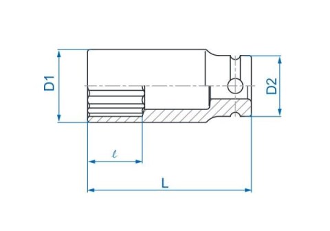 King Tony NASADKA DŁUGA UDAROWA CIENKOŚCIENNA 1/2" 30mm x 80mm, 12-kąt King Tony