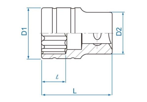 King Tony NASADKA KRÓTKA 1/2" CALOWA 13/16" x 38mm 12-kąt. Cr-v King Tony