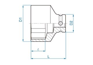 King Tony NASADKA KRÓTKA UDAROWA 1/2" CALOWA 13/16" x 40mm, 6-kąt King Tony