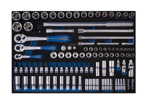 King Tony ZESTAW NASADEK 1/4"+3/8"+1/2" 103cz. 6-kąt. 4 - 32mm Z AKCESORIAMI, WKŁAD Z PIANKI, DO WÓZKA King Tony