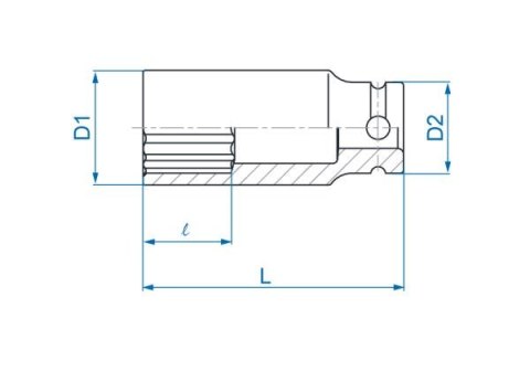 King Tony NASADKA DŁUGA UDAROWA 1/2" 11mm x 80mm, 12-kąt King Tony