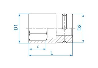 King Tony NASADKA KRÓTKA UDAROWA CIENKOŚCIENNA 1" 29mm x 80mm, 6-kąt King Tony