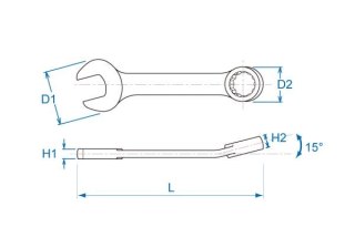 King Tony KLUCZ PŁASKO-OCZKOWY KRÓTKI 9mm x 90mm King Tony