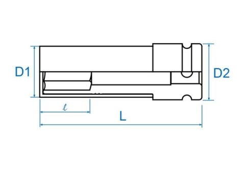 King Tony NASADKA DŁUGA UDAROWA CIENKOŚCIENNA Z TULEJĄ ZABEZPIECZAJĄCĄ 1/2" 21mm x 80mm, 6-kąt, DO ALUFELG King Tony