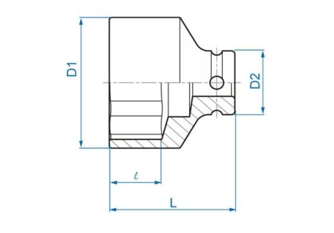 King Tony NASADKA KRÓTKA UDAROWA 1/2" 39mm x 50mm, 6-kąt King Tony