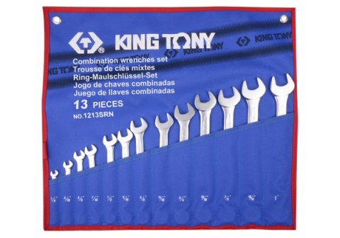 King Tony ZESTAW KLUCZY PŁASKO-OCZKOWYCH CALOWYCH 1/4" - 1", 13cz. ETUI King Tony King Tony ZESTAW KLUCZY PŁASKO-OCZKOWYCH CALOWYCH 1/4" - 1", 13cz. ETUI King Tony
