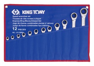 King Tony ZESTAW KLUCZY PŁASKO-OCZKOWYCH Z GRZECHOTKĄ JEDNOKIERUNKOWĄ 12cz. 8 - 24mm, ETUI King Tony