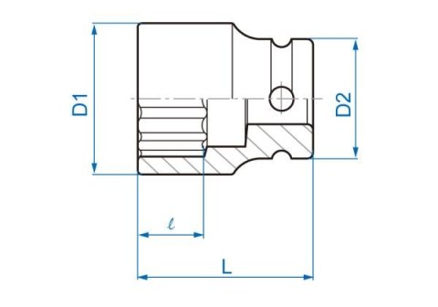 King Tony NASADKA KRÓTKA UDAROWA 1/2" 22mm x 40mm, 12-kąt King Tony