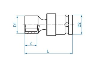 King Tony NASADKA KRÓTKA UDAROWA Z PRZEGUBEM 1/2" 21mm x 64mm, 6-kąt King Tony