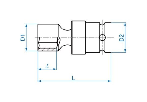 King Tony NASADKA KRÓTKA UDAROWA Z PRZEGUBEM 1/2" 21mm x 64mm, 6-kąt King Tony